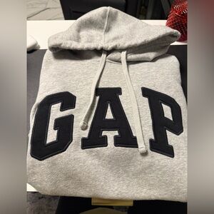 Gap men hoodie size large color gray navy blue gap logo great condition